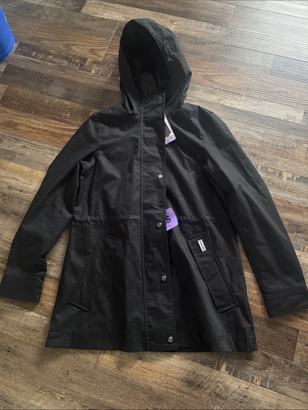 Hunter Black Hooded Rain Jacket - Unbranded size xs